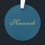 Ornamento Nome Mínimo de Tendência Profissional Dourada Azul<br><div class="desc">Representa-se com esta design moderna e elegante. Esse modelo pode ser personalizado para atender a todas as profissões profissionais.</div>