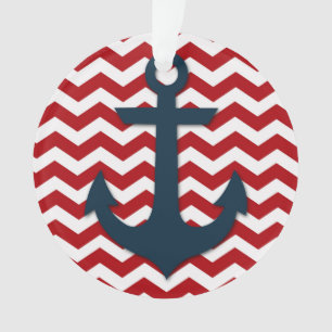 Ornamento Nome Personalizado Azul Branco Vermelho Ancorado N