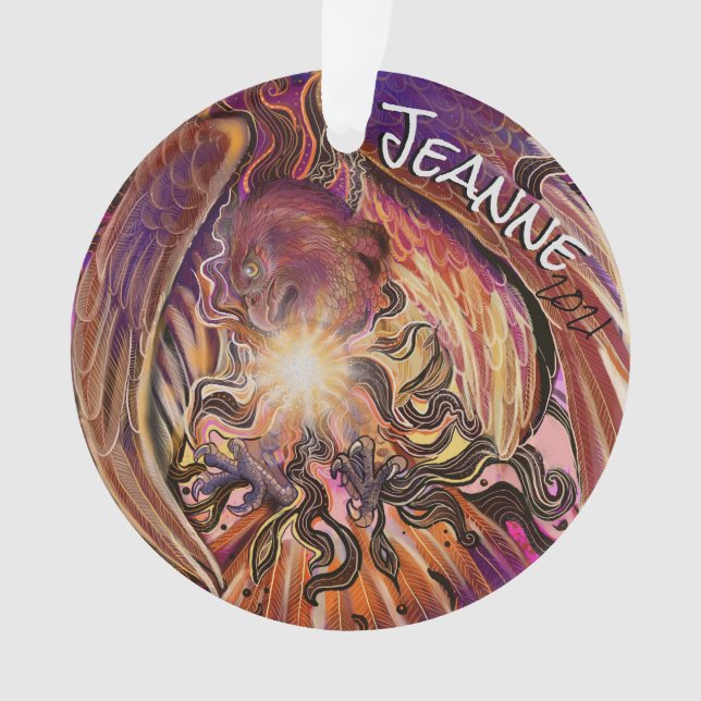 Ornamento Nome Personalizado Burst Hawk Solar (Frente)