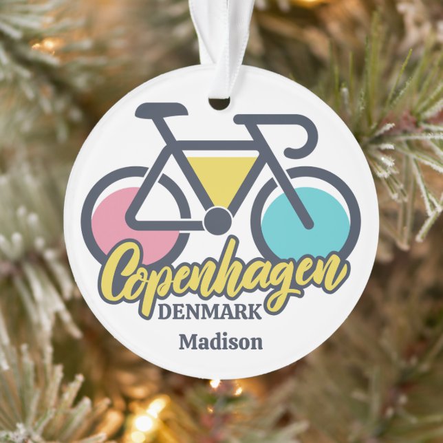 Ornamento Nome Personalizado Copenhaga Dinamarca (Árvore)