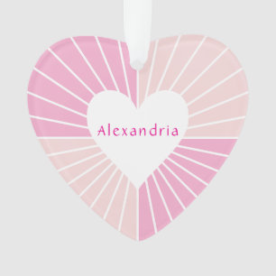 Ornamento Nome personalizado coração rosa tímido
