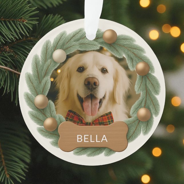 Ornamento Nome Personalizado da Fatura do Cão de Natal Feria (Criador carregado)