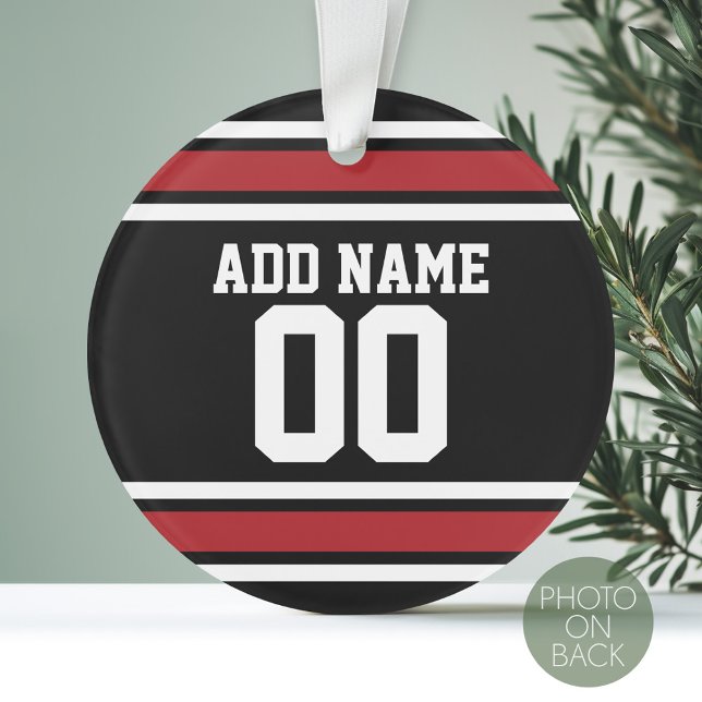 Ornamento Nome Personalizado de Jersey de Futebol da Equipe  (Personalized Photo Ornament - Sports Jersey Theme)