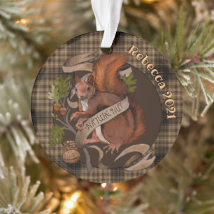 Ornamento Nome Personalizado do Esquilo Nut da Natureza