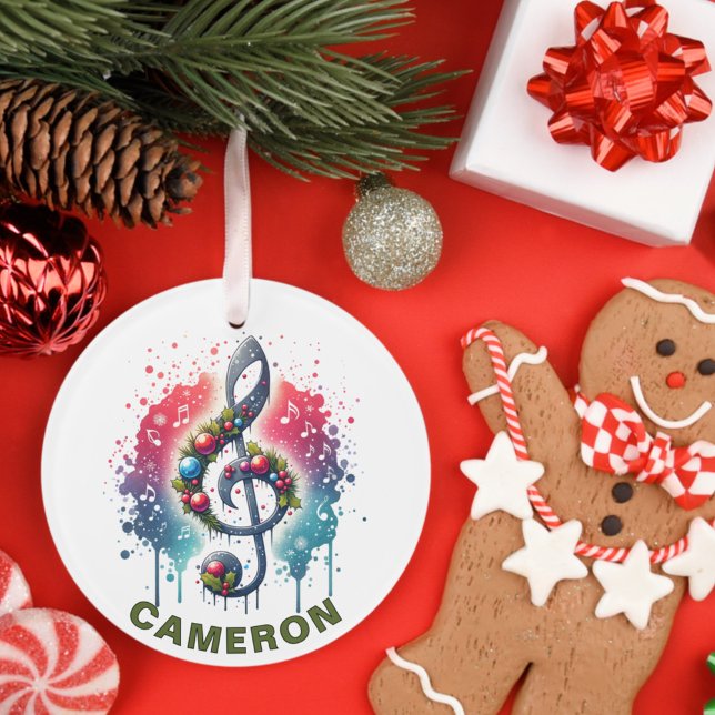 Ornamento Nome Personalizado do Pover de Música de Natal (Criador carregado)