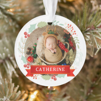 Ornamento Nome Personalizado do Primeiro Natal do Bebê