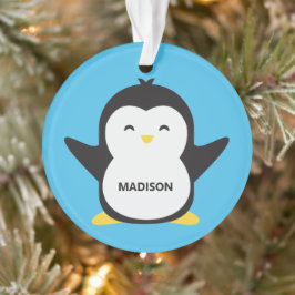 Ornamento Nome personalizado e pinguim de cor