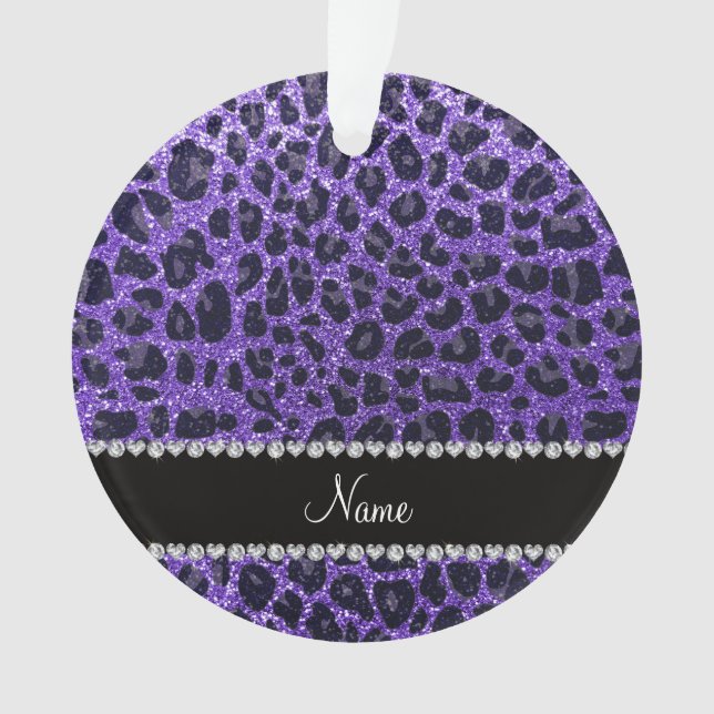 Ornamento Nome personalizado manchas-leopardo roxas (Frente)