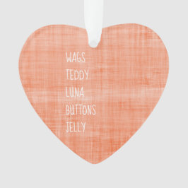 Ornamento Nomes de Estimação da Família Mensagem de Lembranç