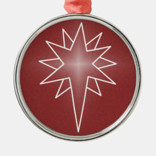 Ornamento norte Star Premium Round, Vermelho