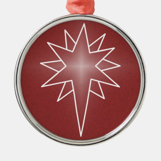 Ornamento norte Star Premium Round, Vermelho (Frente)