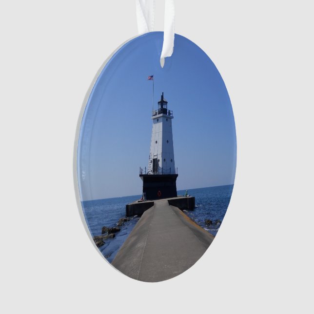 Ornamento North Pierhead Lighthouse, Ludington, MI Acrylic (Frente)