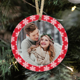 Ornamento Nossa Primeira Foto de Floco de Neve Vermelho de N