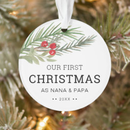 Ornamento Nossa Primeira Foto de Folhagens de Natal