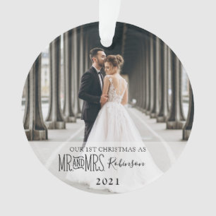 Ornamento Nossa primeira foto de Natal recém-casada