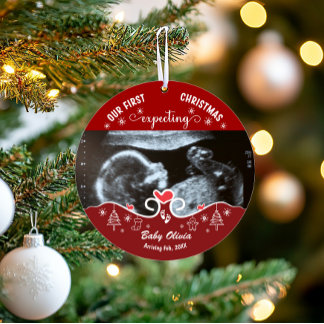 Ornamento Nossa Primeira Foto de Ultrassom do Bebê no Natal