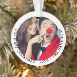 Ornamento Nossa Primeira Foto Personalizada de Natal