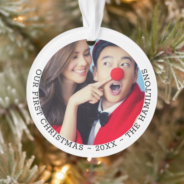 Ornamento Nossa Primeira Foto Personalizada de Natal (Árvore)
