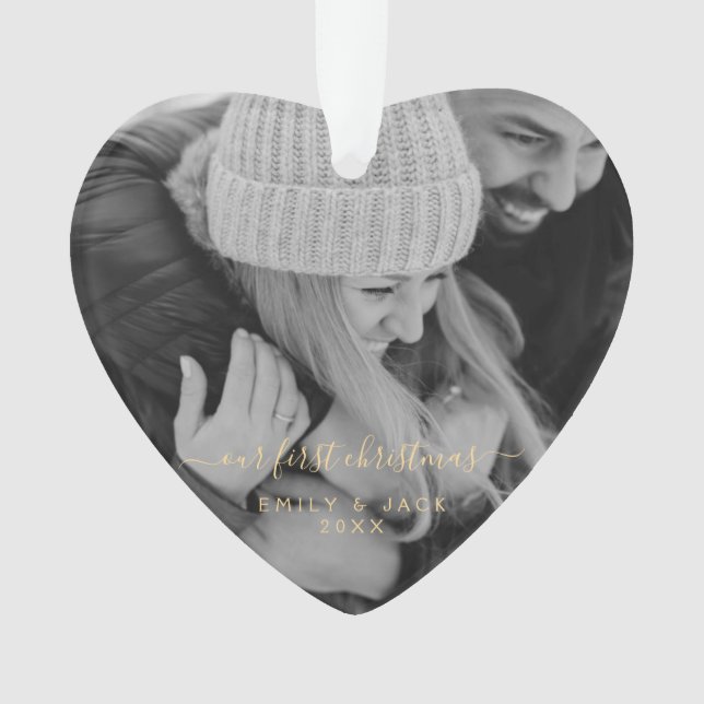 Ornamento Nossa Primeira Mão De Natal Letrou Foto (Frente)