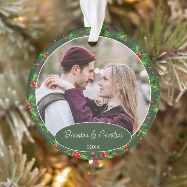 Ornamento Nosso 1º Natal Casal Clássico Personalizado (Árvore)