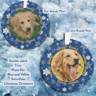Ornamento Nosso Cachorro Então e Agora 2 Feriados Personaliz