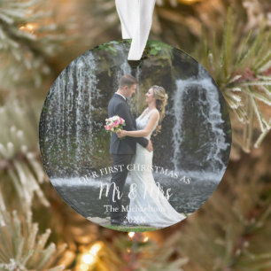 Ornamento Nosso Natal de 1rua como Sr. e Sra. Wedding Photo
