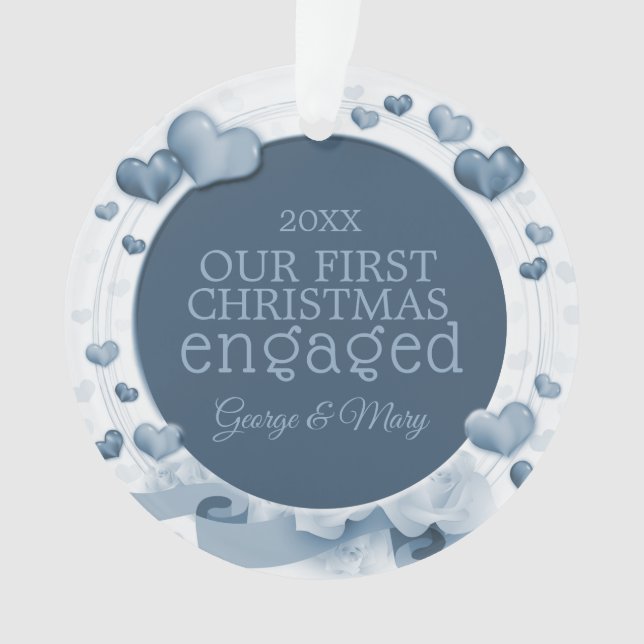 Ornamento Nosso primeiro azul junto contratado da foto do (Frente)