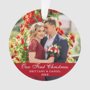 Ornamento Nosso Primeiro Casal de Natal Vermelho Foto