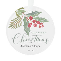 Nosso Primeiro Natal Avós Folhagens de Inverno