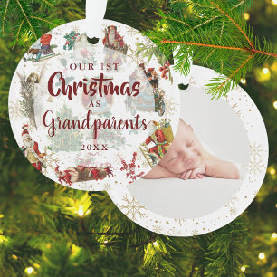Ornamento Nosso Primeiro Natal Avós Foto Vintage