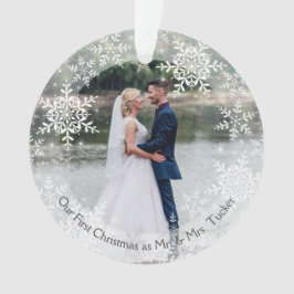 Ornamento Nosso Primeiro Natal Casados Sr. e Sra. Flocos de 