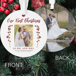 Ornamento Nosso primeiro Natal casou com 2 fotos modernas