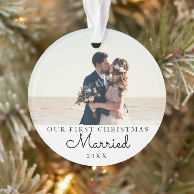 Ornamento Nosso Primeiro Natal Casou Foto Personalizada (Árvore)