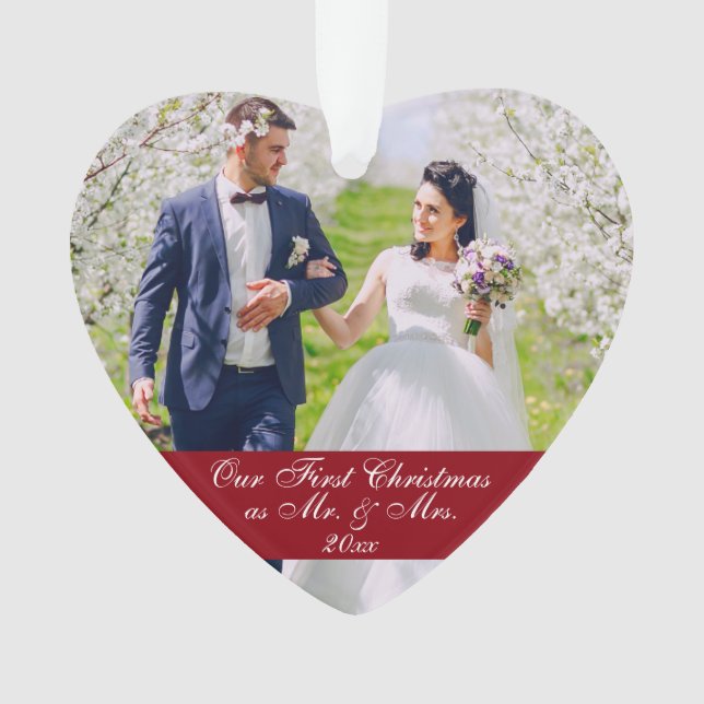 Ornamento Nosso primeiro Natal como a foto do Sr. & da Sra. (Frente)