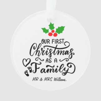 Ornamento Nosso Primeiro Natal como a Mãe e a Família do Pai