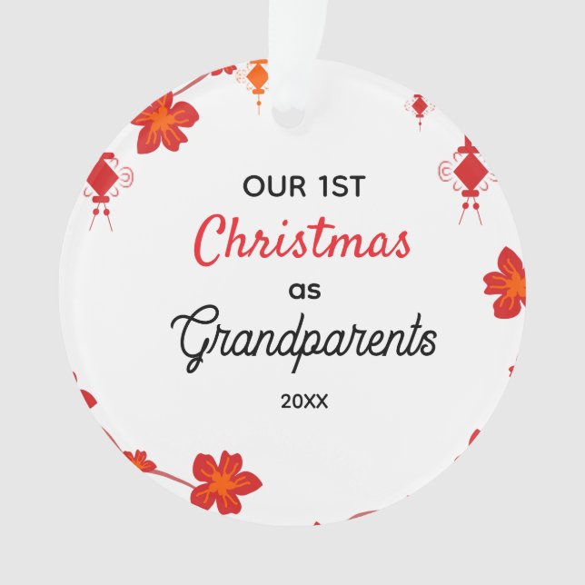 Ornamento Nosso Primeiro Natal como Avós (Frente)