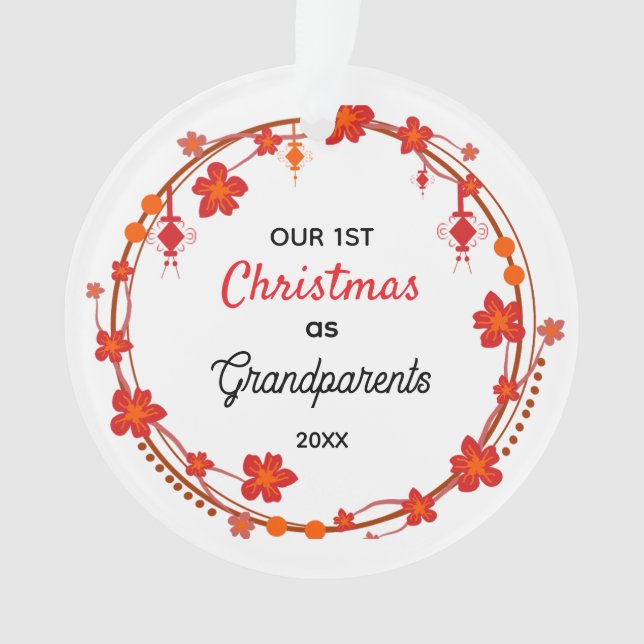 Ornamento Nosso Primeiro Natal como Avós (Frente)