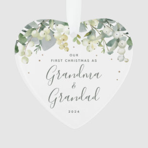 Ornamento Nosso Primeiro Natal como Avós Coração de Foto