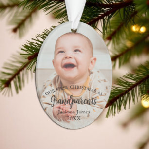 Ornamento Nosso primeiro Natal como Avós Foto do Bebê