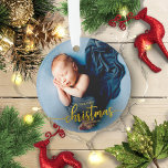 Ornamento Nosso Primeiro Natal Como Avós Foto Elegante<br><div class="desc">Nosso Primeiro Natal Como Ornamento De Avós</div>