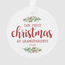 Ornamento Nosso Primeiro Natal como Avós Greenery