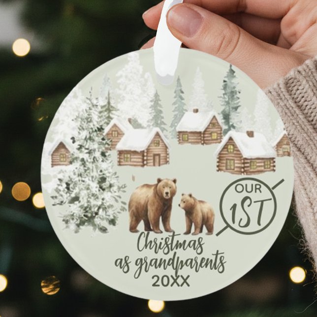 Ornamento Nosso Primeiro Natal como Avós Urso Polar  (Criador carregado)