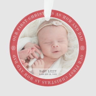 Ornamento Nosso Primeiro Natal Como Mãe E Pai Moderno Duas F