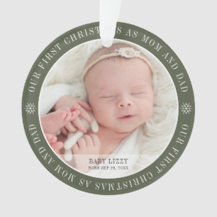 Ornamento Nosso Primeiro Natal Como Mãe E Pai Moderno Duas F