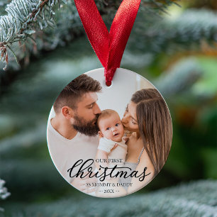 Ornamento Nosso Primeiro Natal como Mamãe e Papai Foto do Be