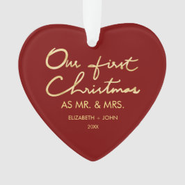Ornamento Nosso primeiro Natal como o Sr. & a Sra. coração