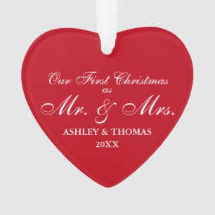Ornamento Nosso primeiro Natal como o Sr. e a Sra. Vermelho