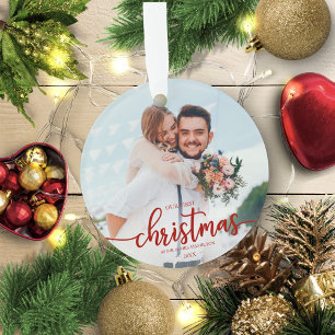 Ornamento Nosso Primeiro Natal Como Senhor e Senhora Simples