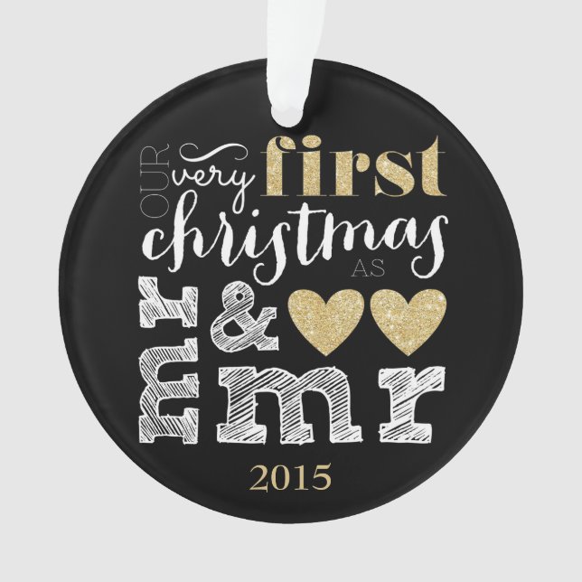 Ornamento Nosso Primeiro Natal como Sr. e Sr. Ornament Doura (Frente)