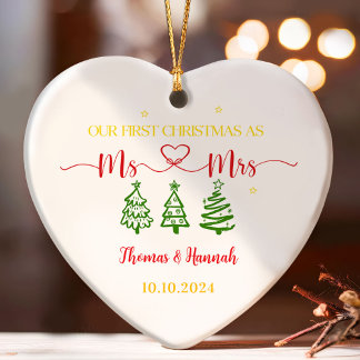 Ornamento Nosso Primeiro Natal como Sr. e Sra.